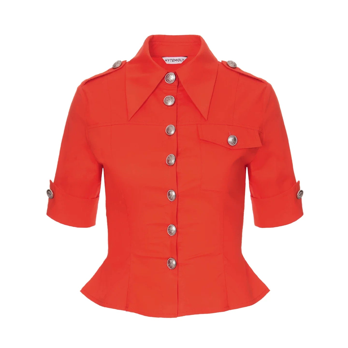 peplum hem short sleeve shirt10012