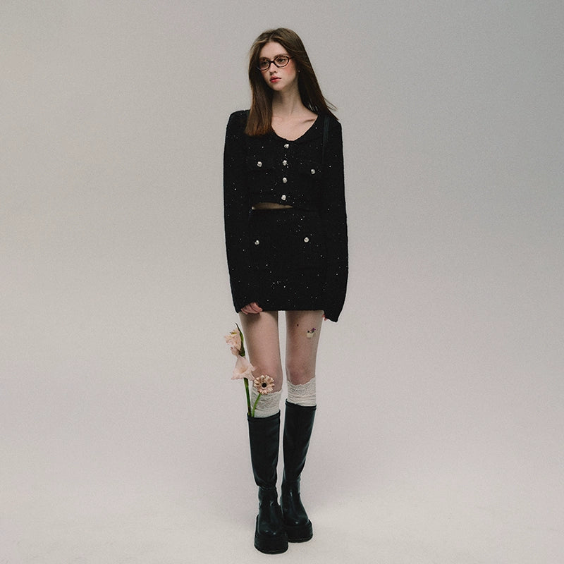 black tweed skirt