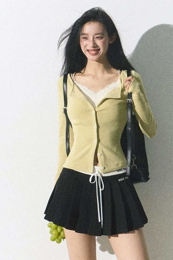 patchwork new pleats skirt