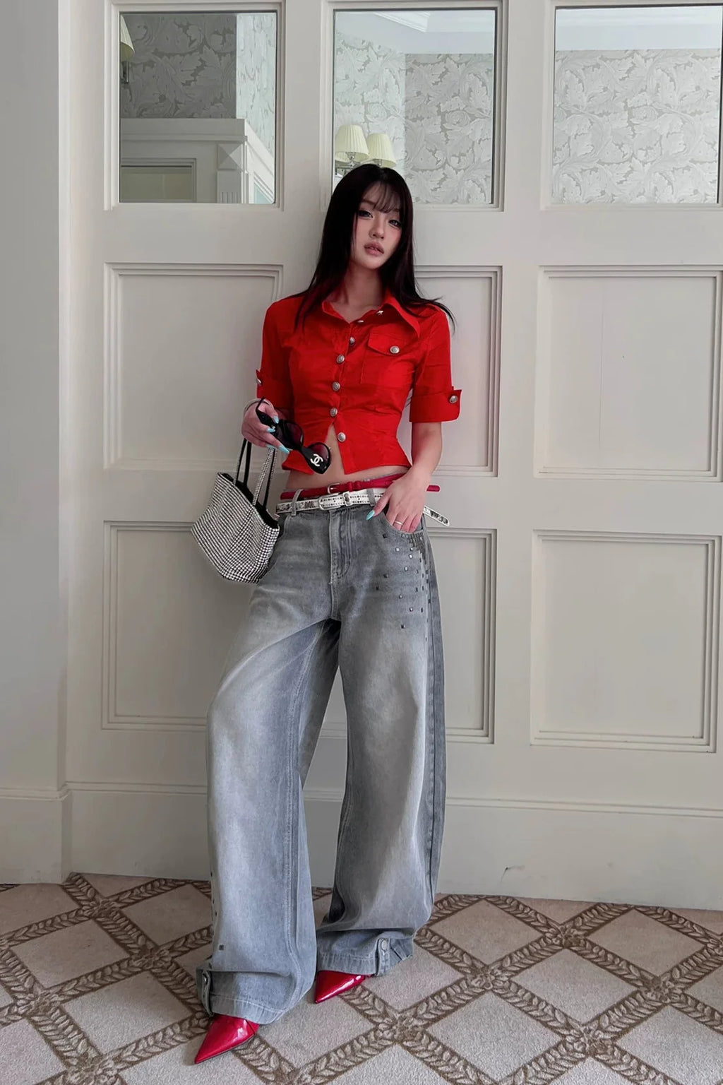 peplum hem short sleeve shirt10012