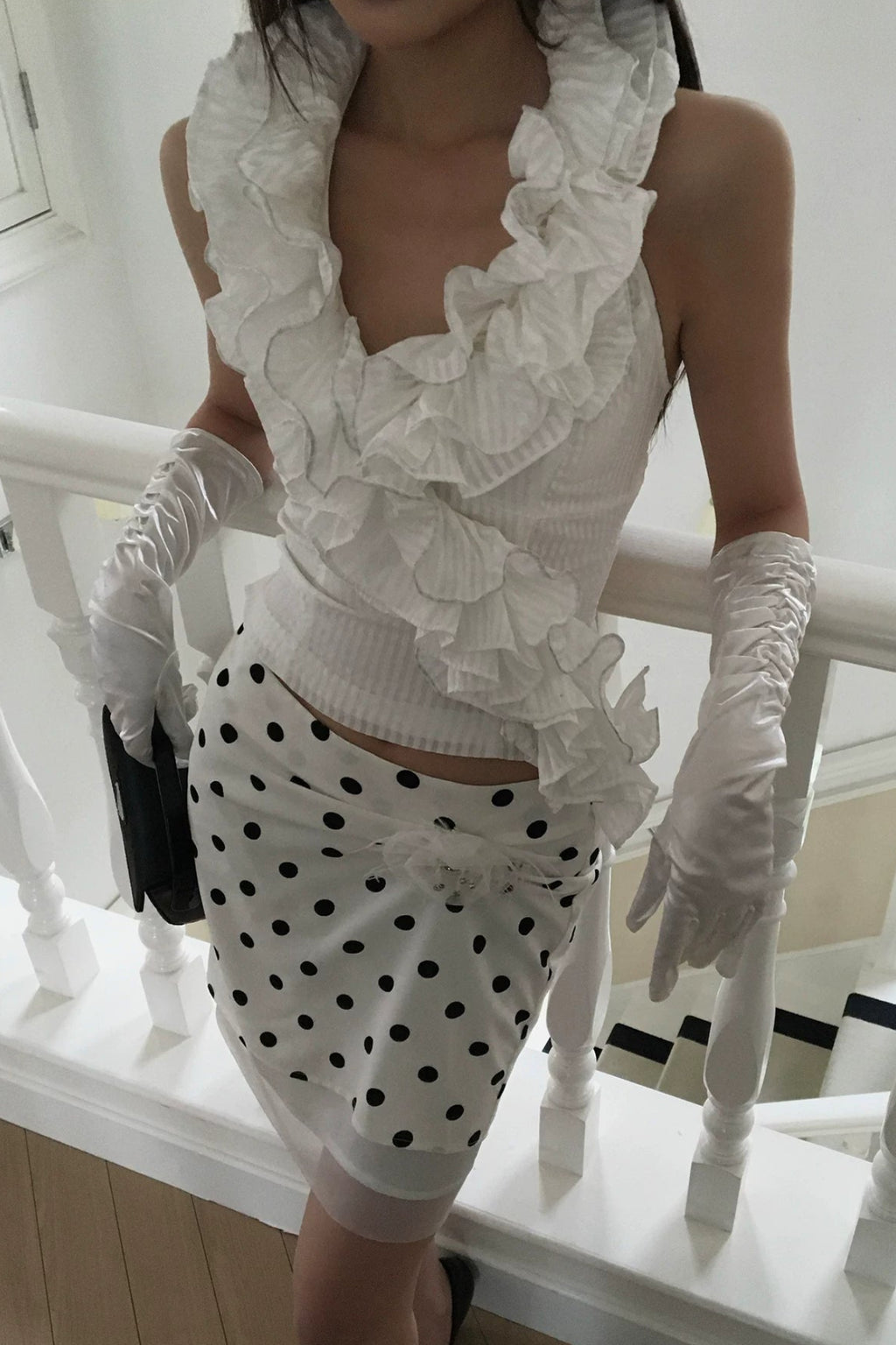 draped polka skirt