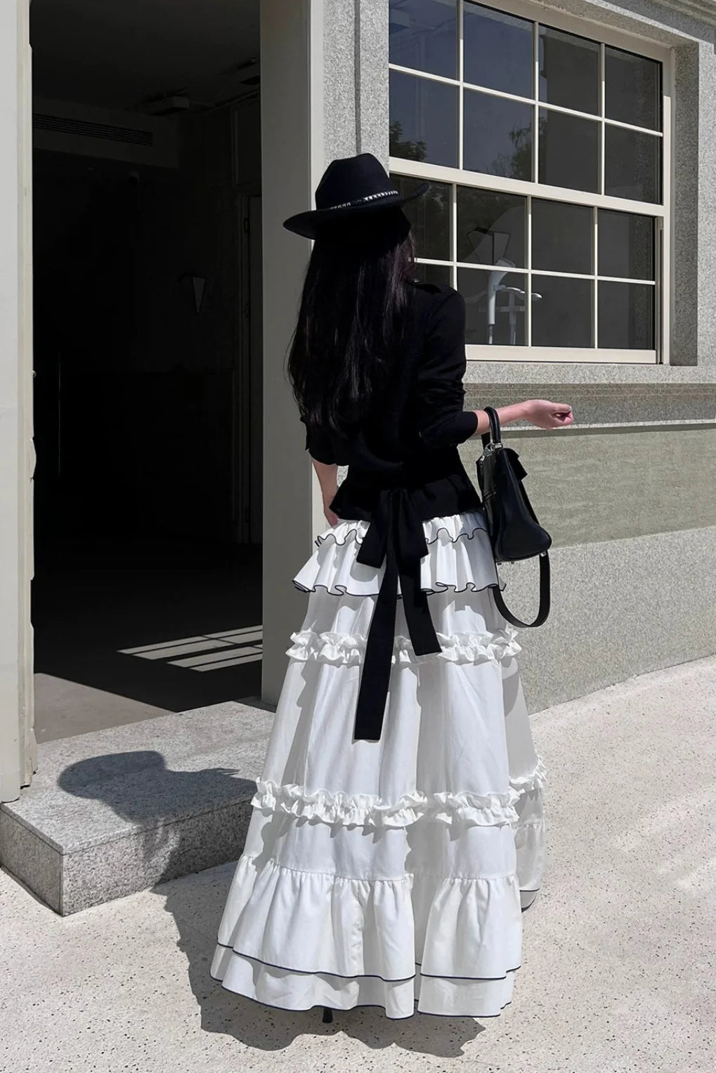 high slit tiered skirt10015