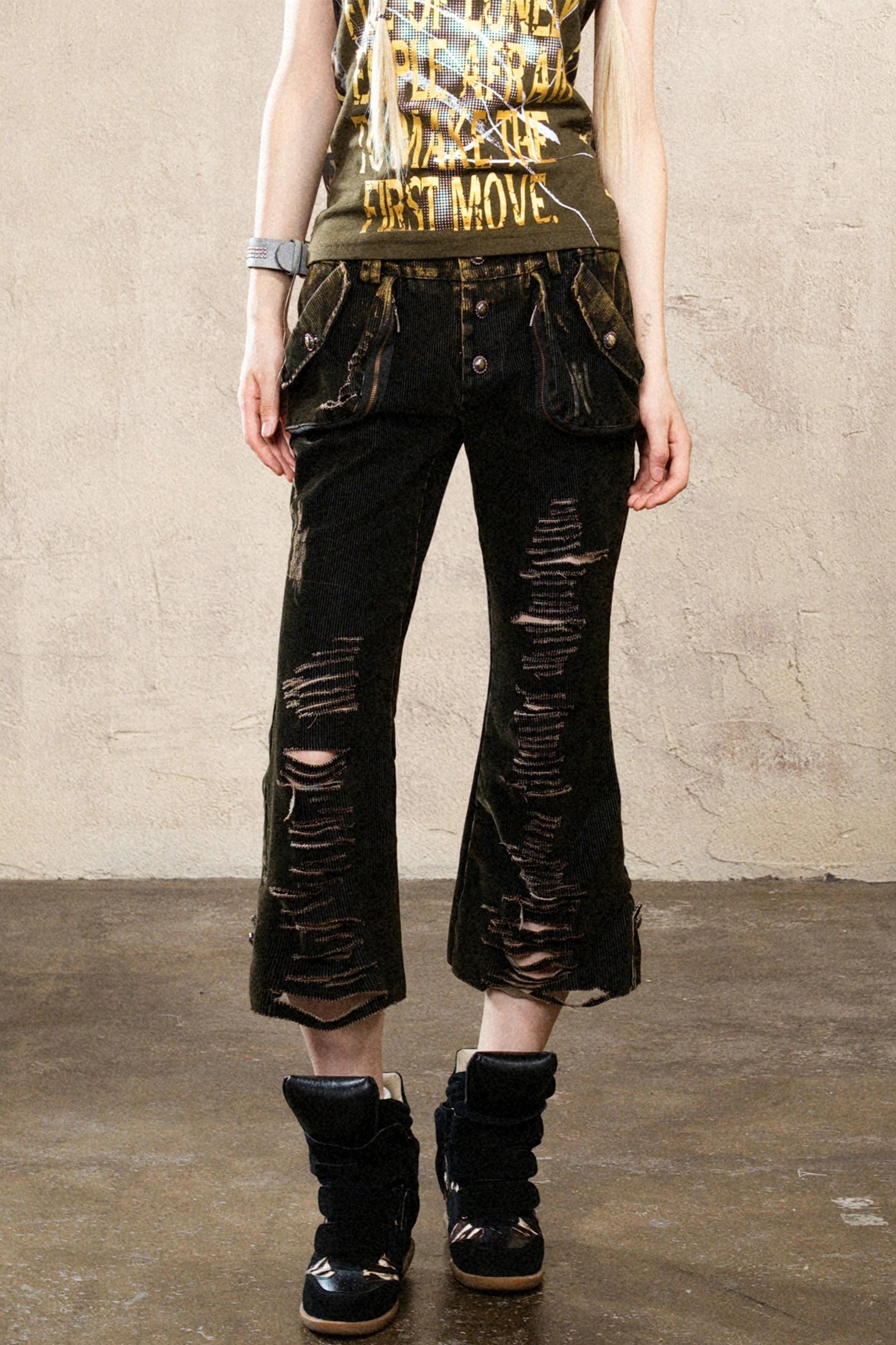 half crush damage pants