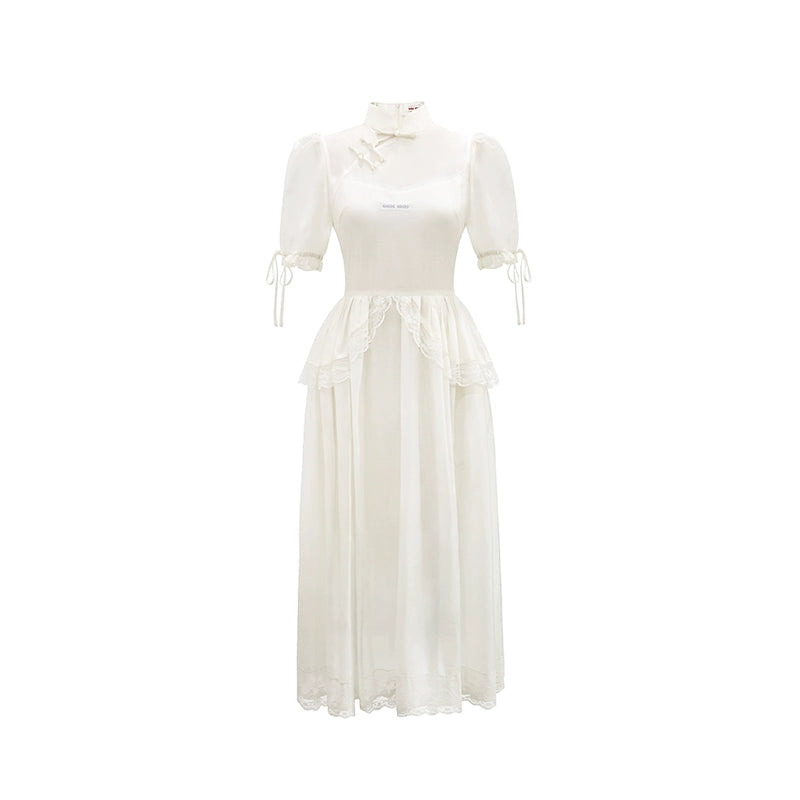 chinese smock lace two-piece set up