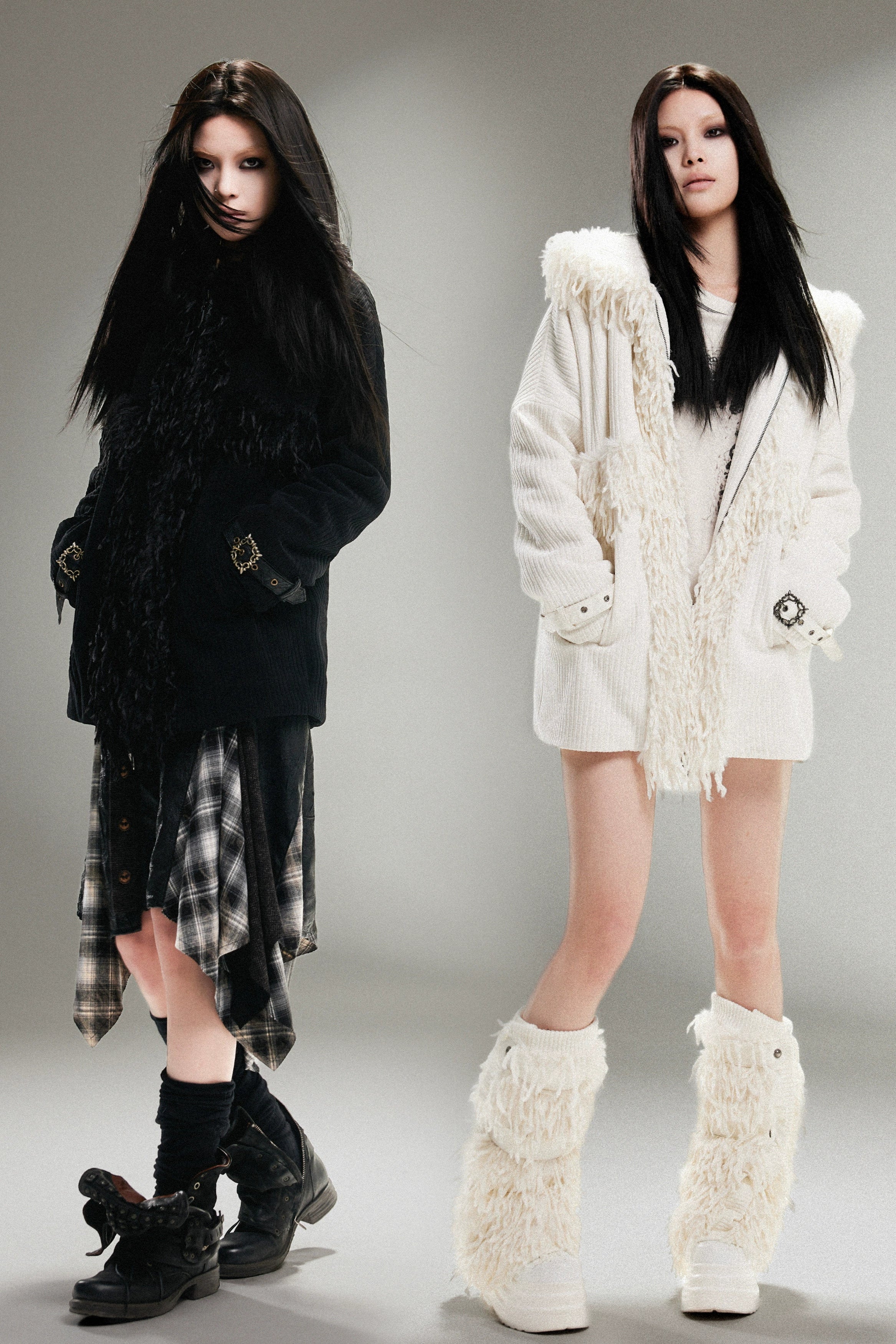 fur punk long coat