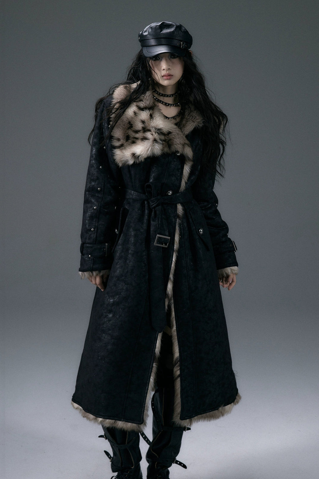 punk leopard fur coat