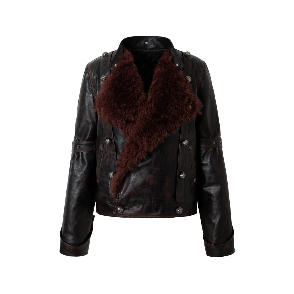 black red leather jacket