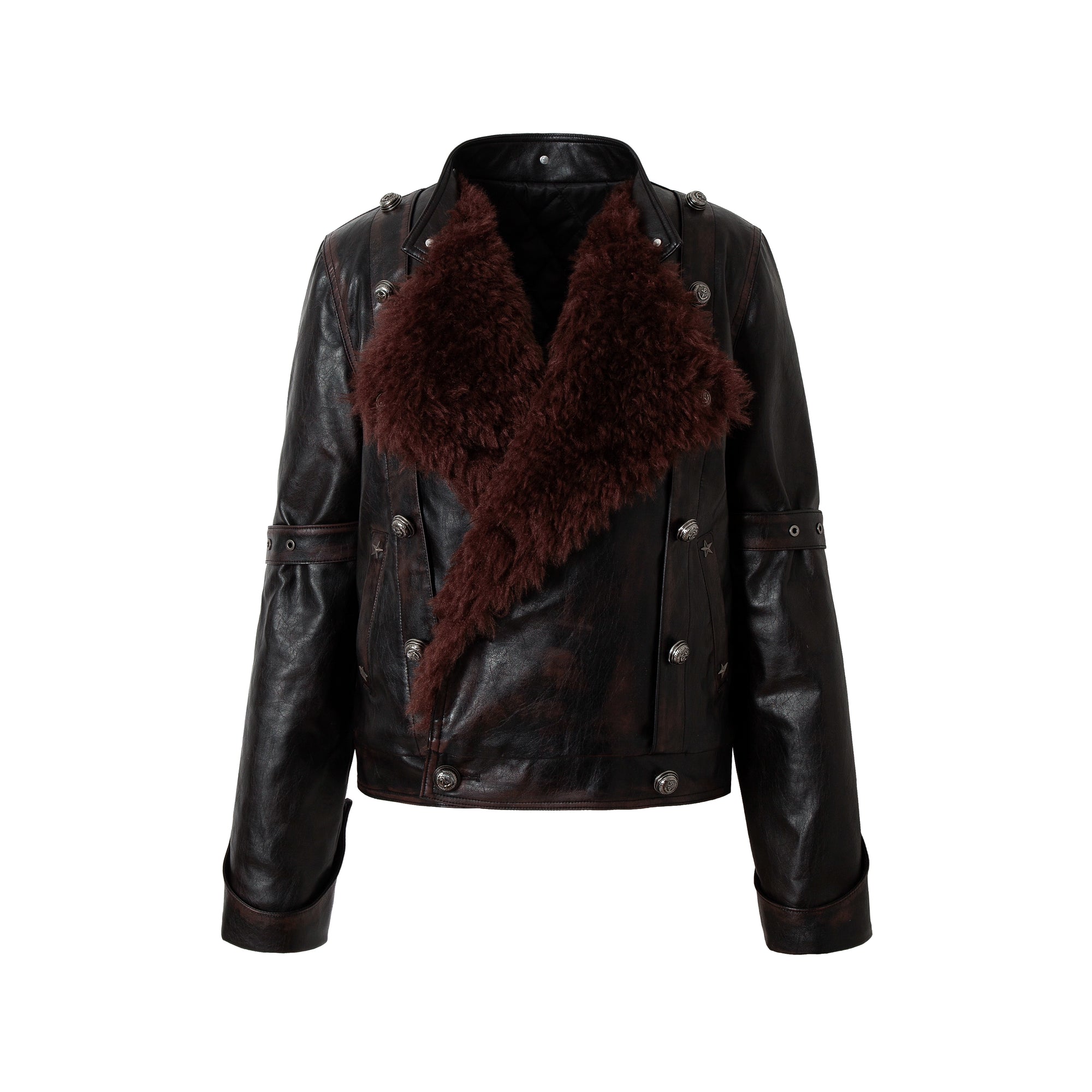 black red leather jacket
