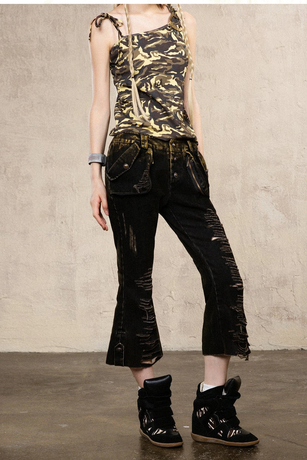half crush damage pants