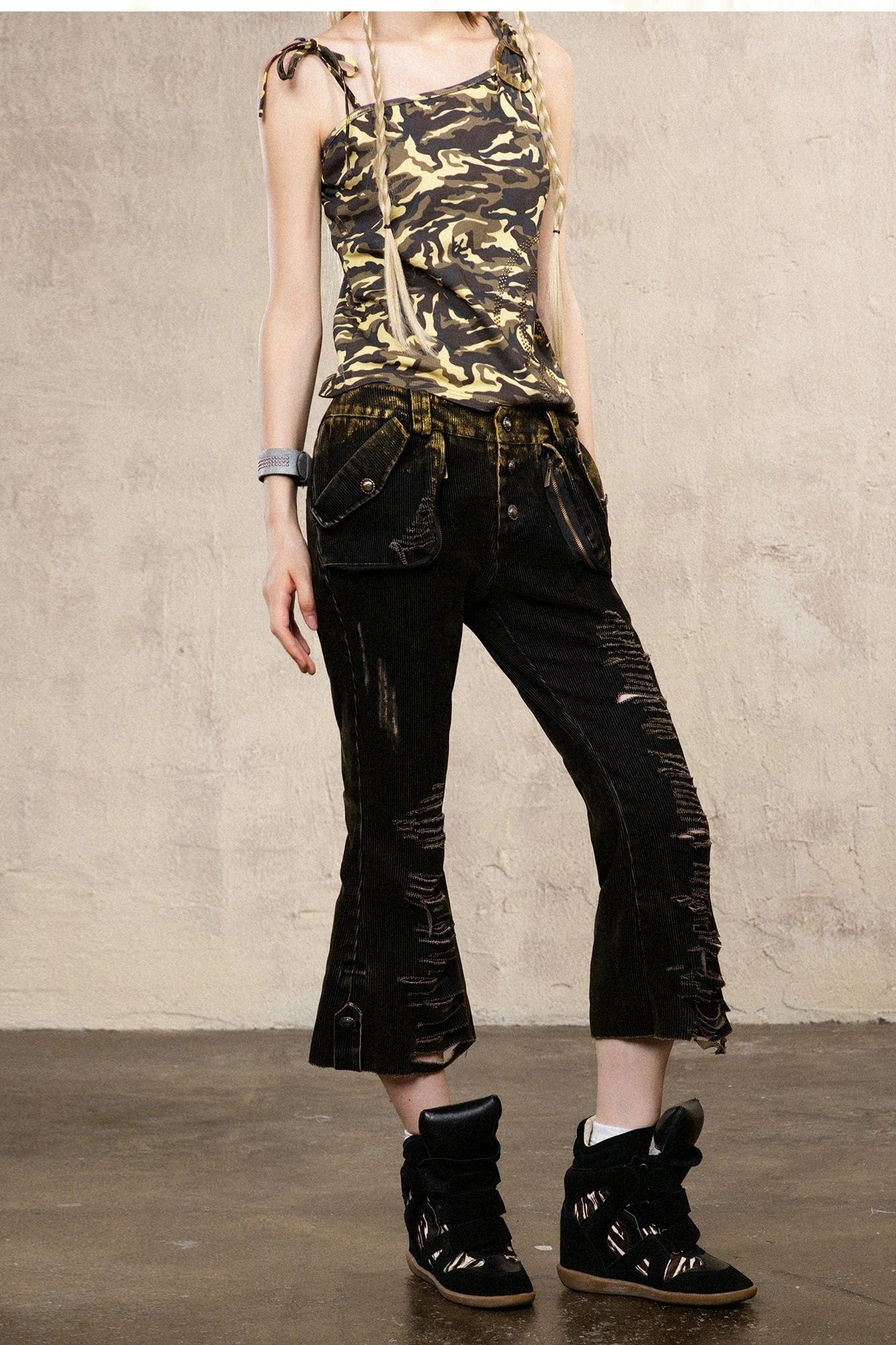 half crush damage pants