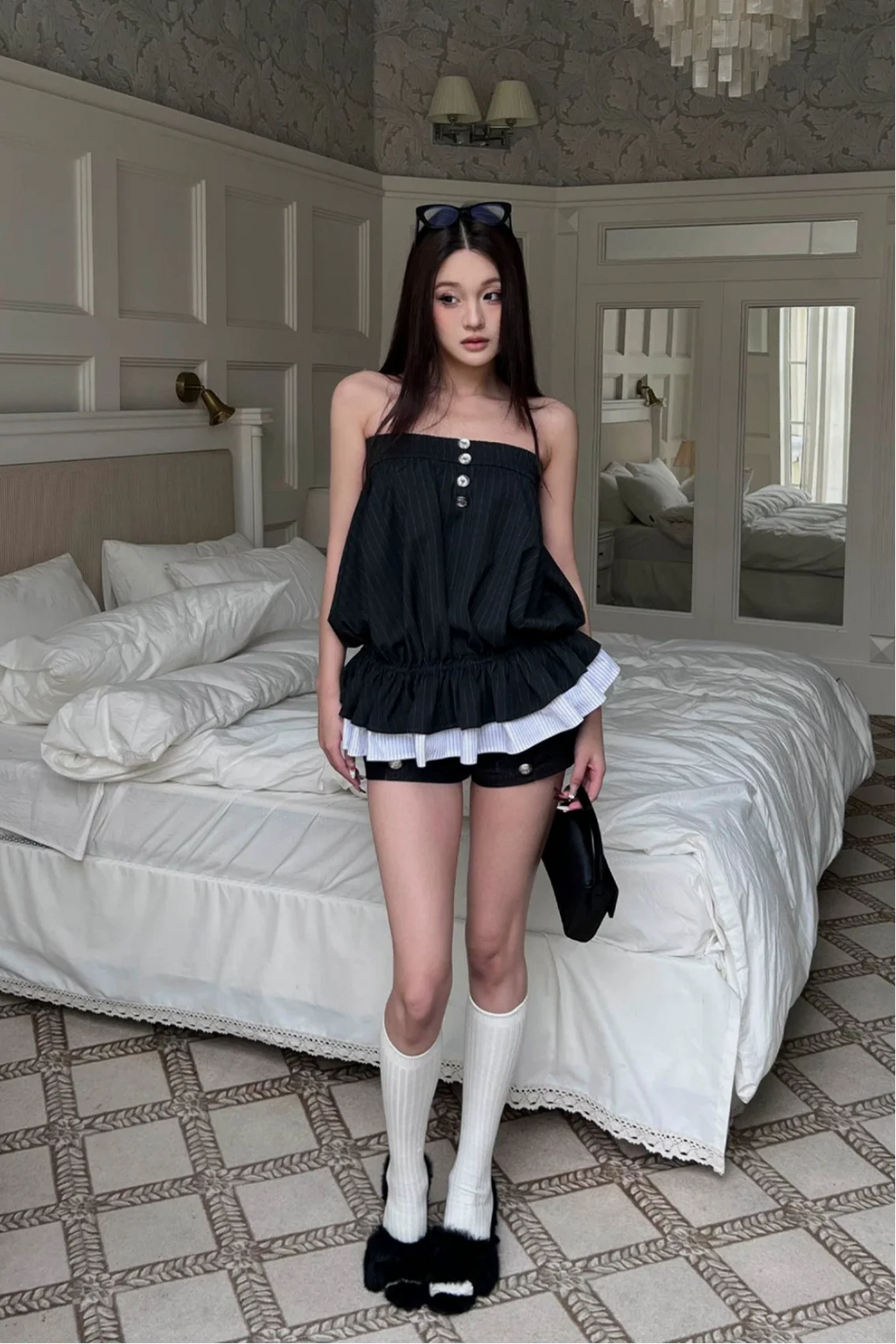 stripe tulip tube top10002