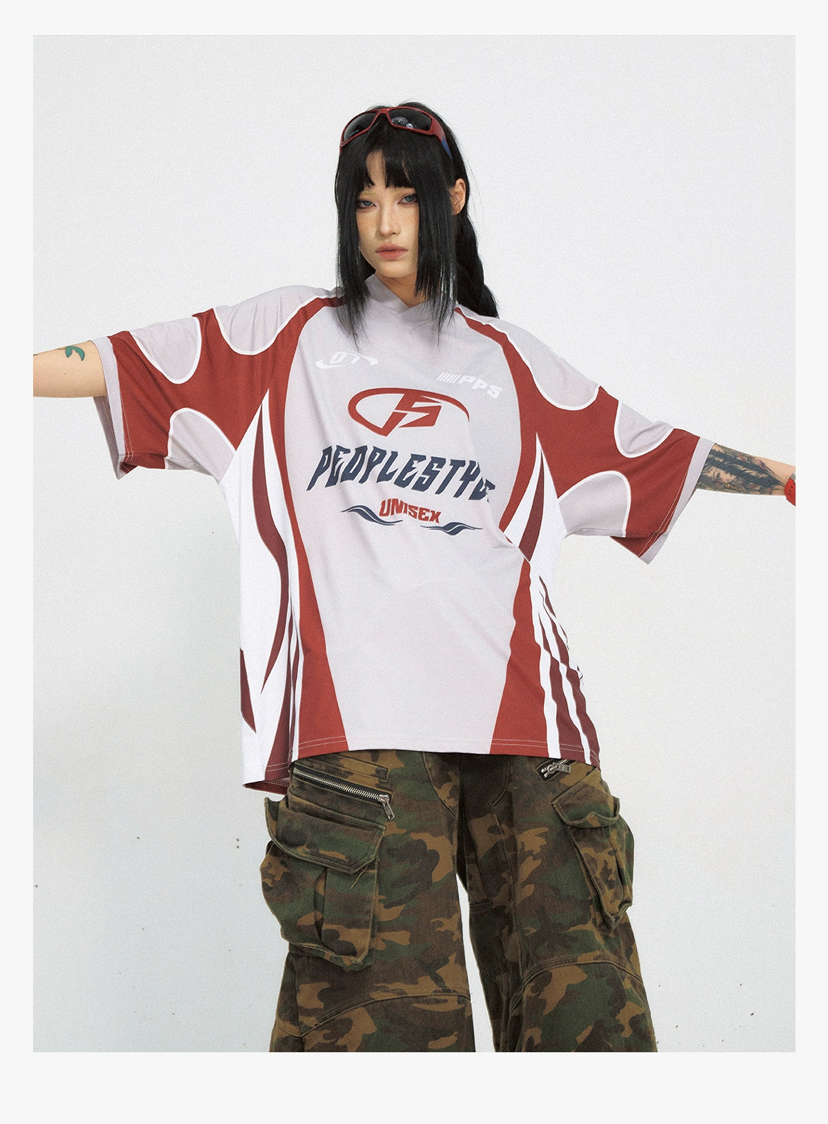 camiseta deportiva de nailon con letras