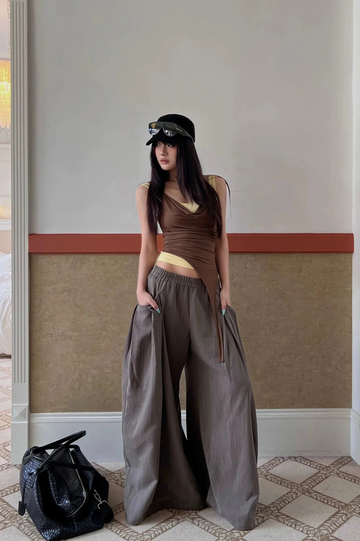 layered cowl neck halter10007