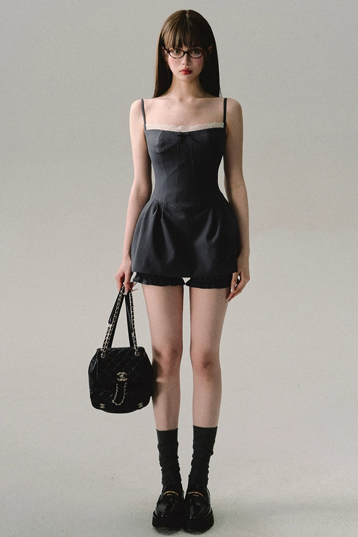 twilight gray lace sling dress
