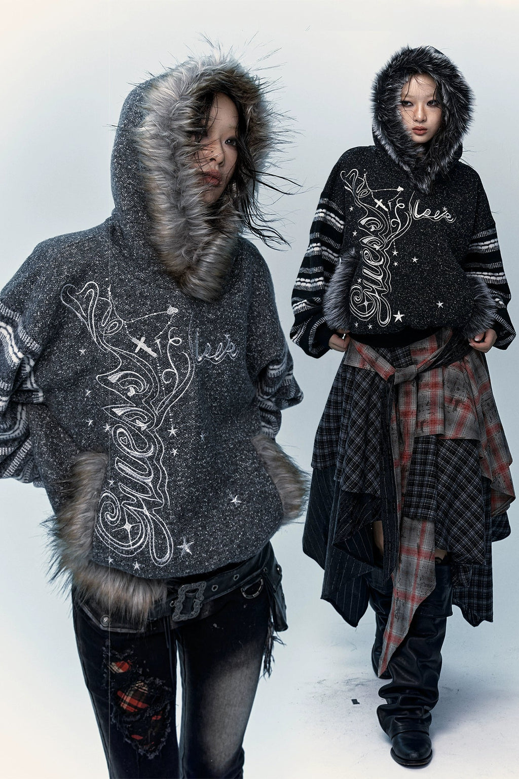 loose fur hoodie
