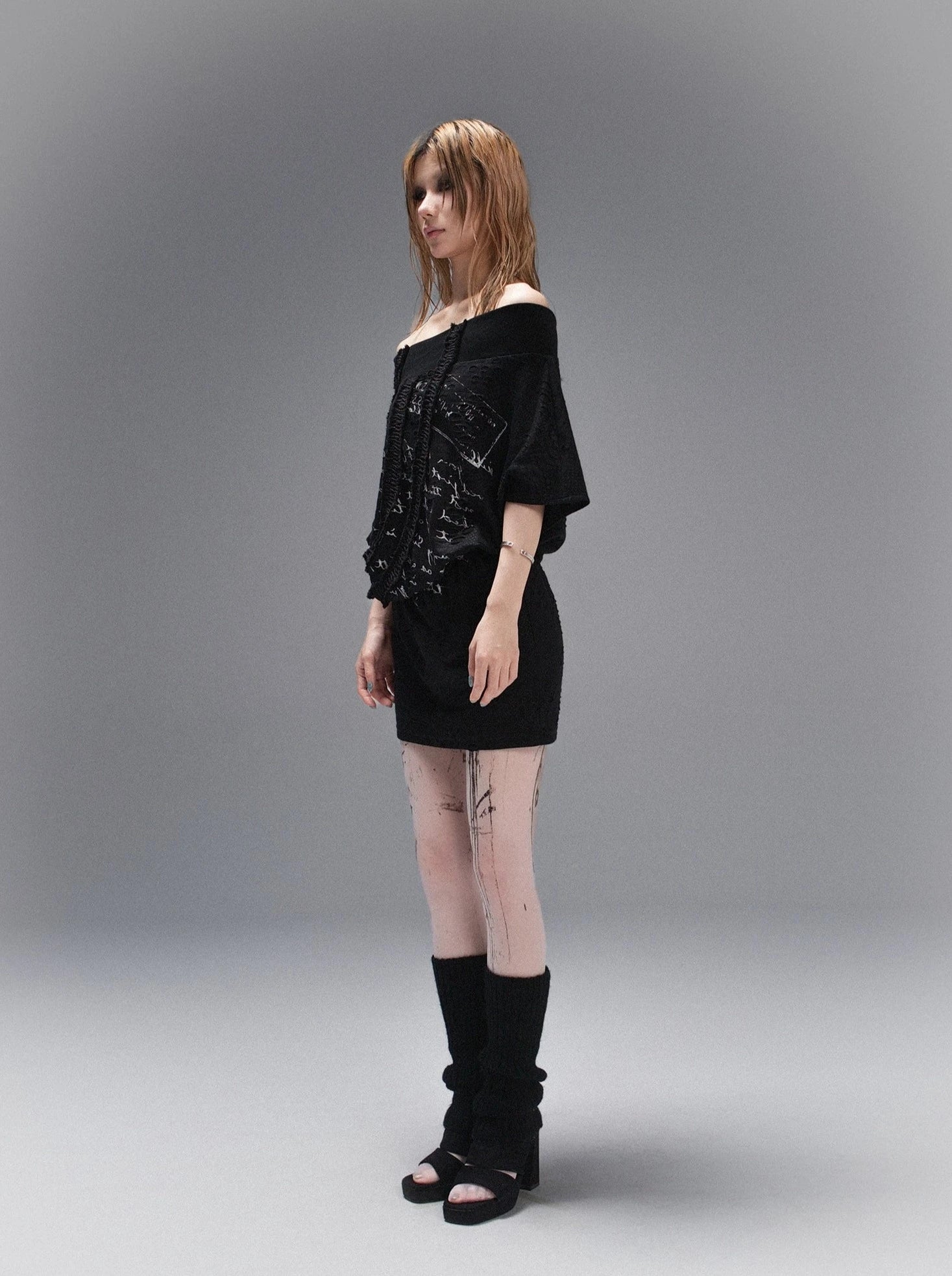 punk street rock off shoulder onepiece