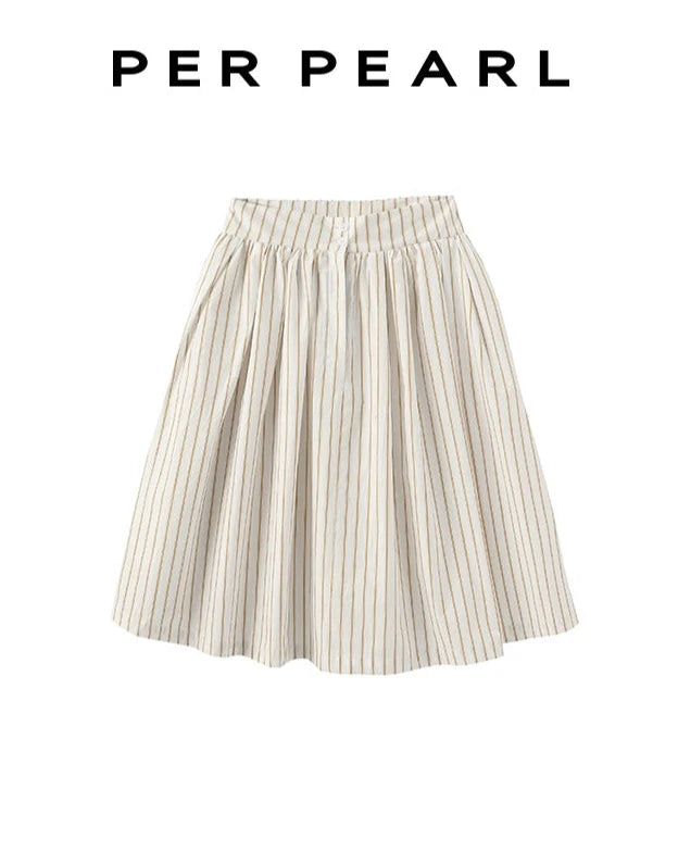 striped puffy half skirt