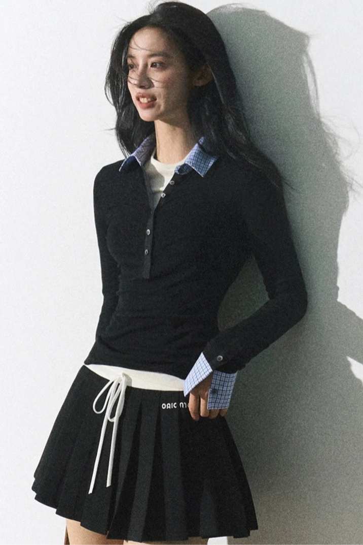 patchwork new pleats skirt