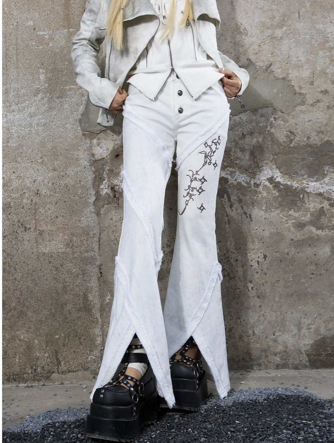 diamond low-waist trousers
