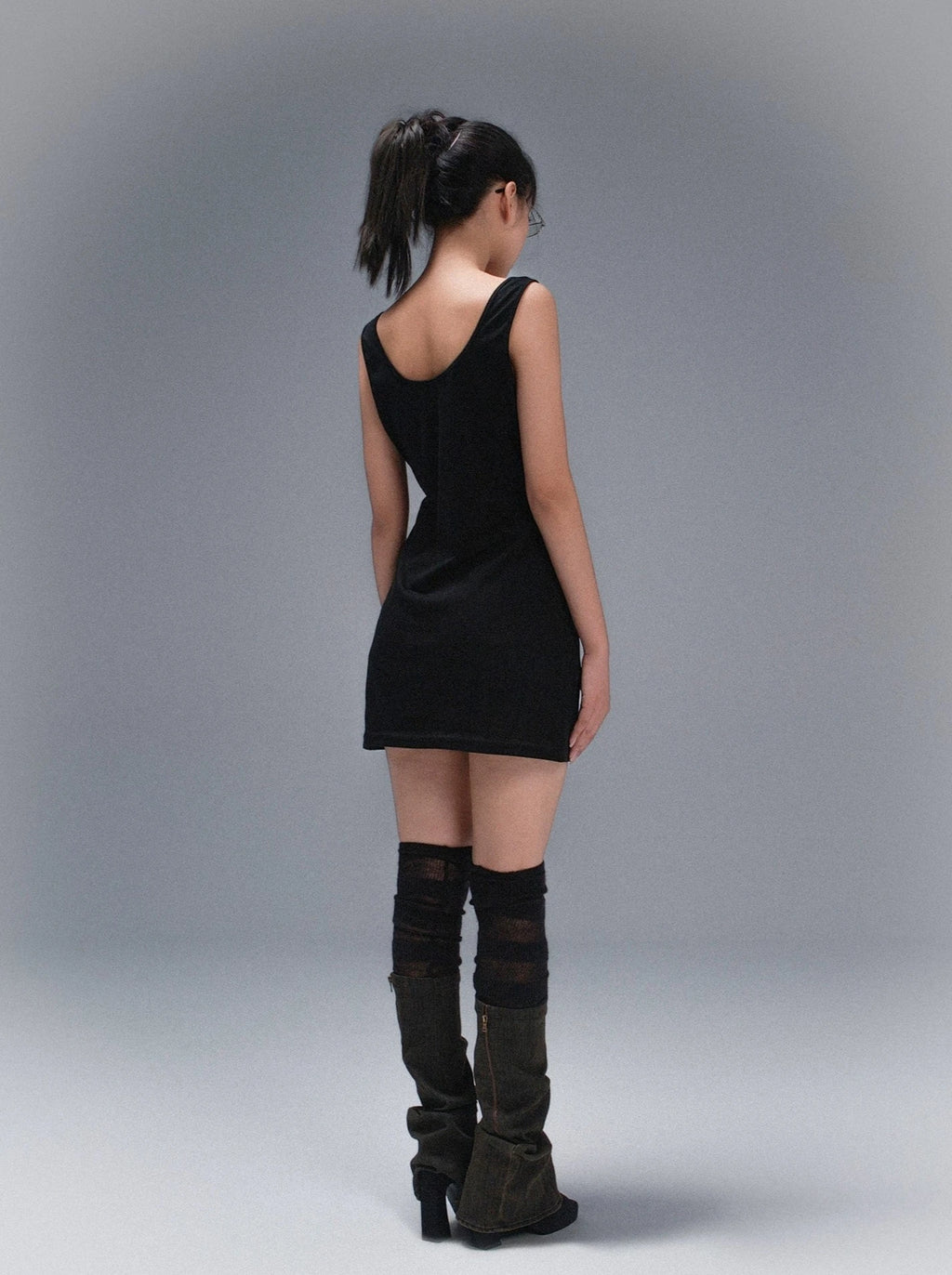 fake two piece tank dress tops