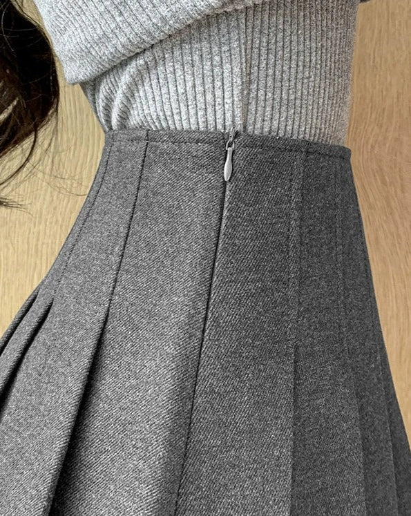 チャコールプリーツスカートパンツ KSG20578