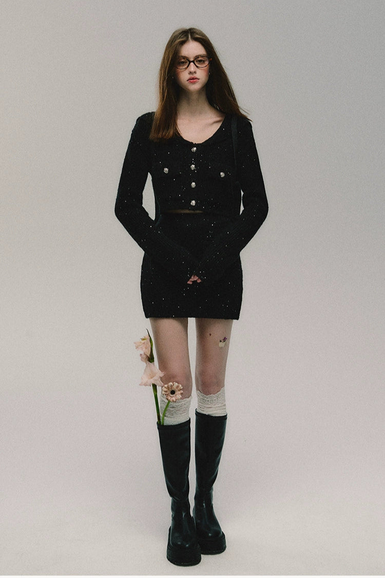 black tweed skirt