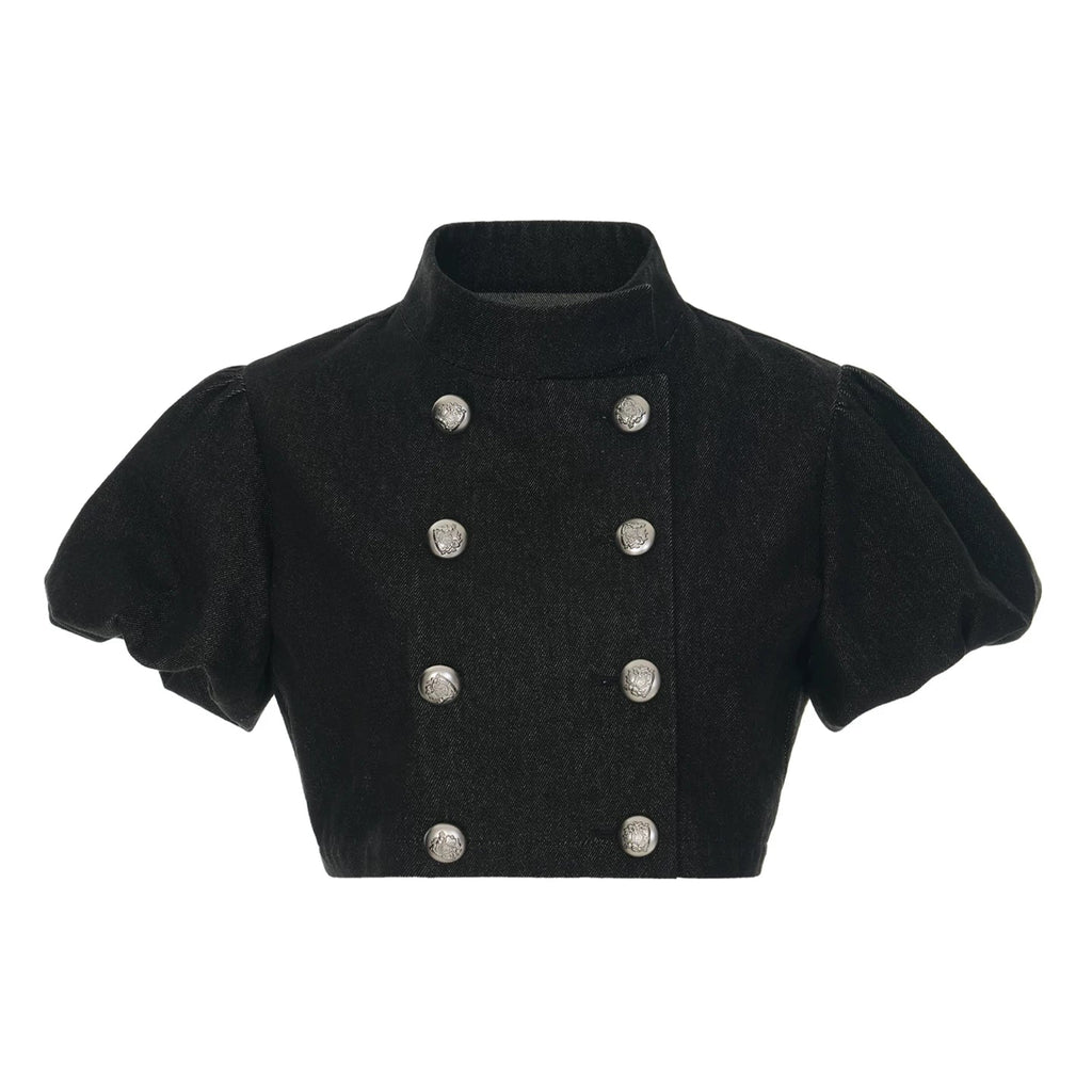 military puff sleeve top10023