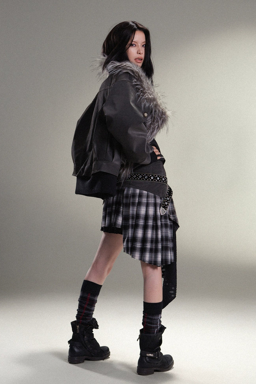 rock fur leather jacket