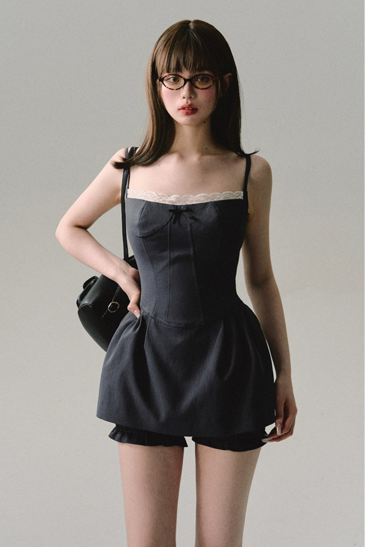 twilight gray lace sling dress