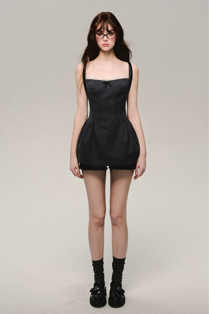 twilight gray lace sling dress