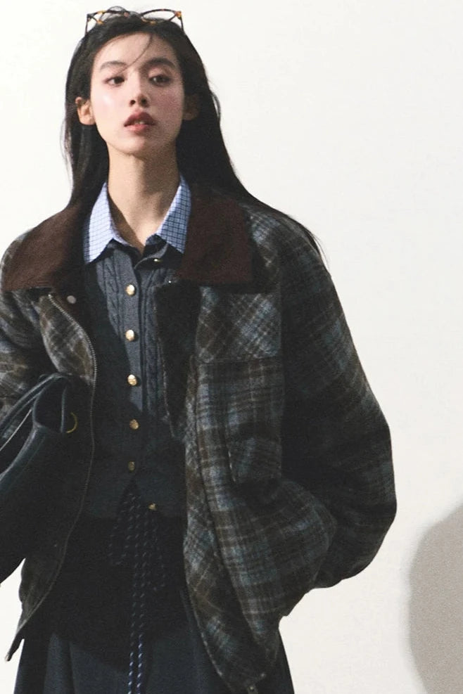 retro check jacket