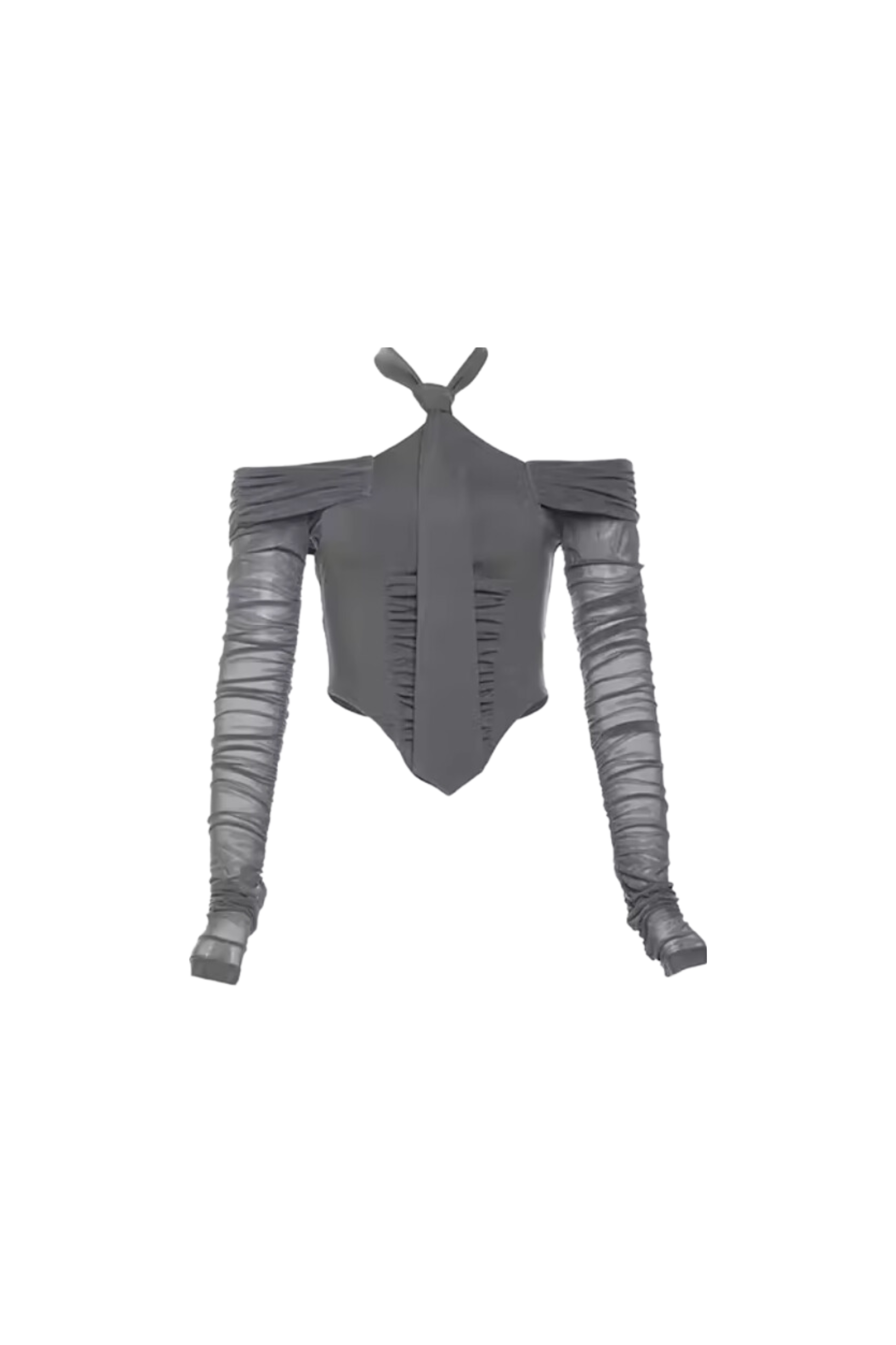 Sweet Spicy Retro Gray Off-Shoulder Top