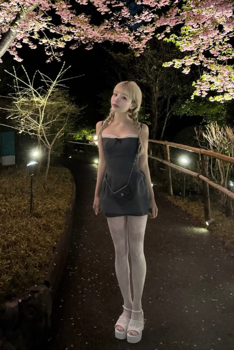 twilight gray lace sling dress